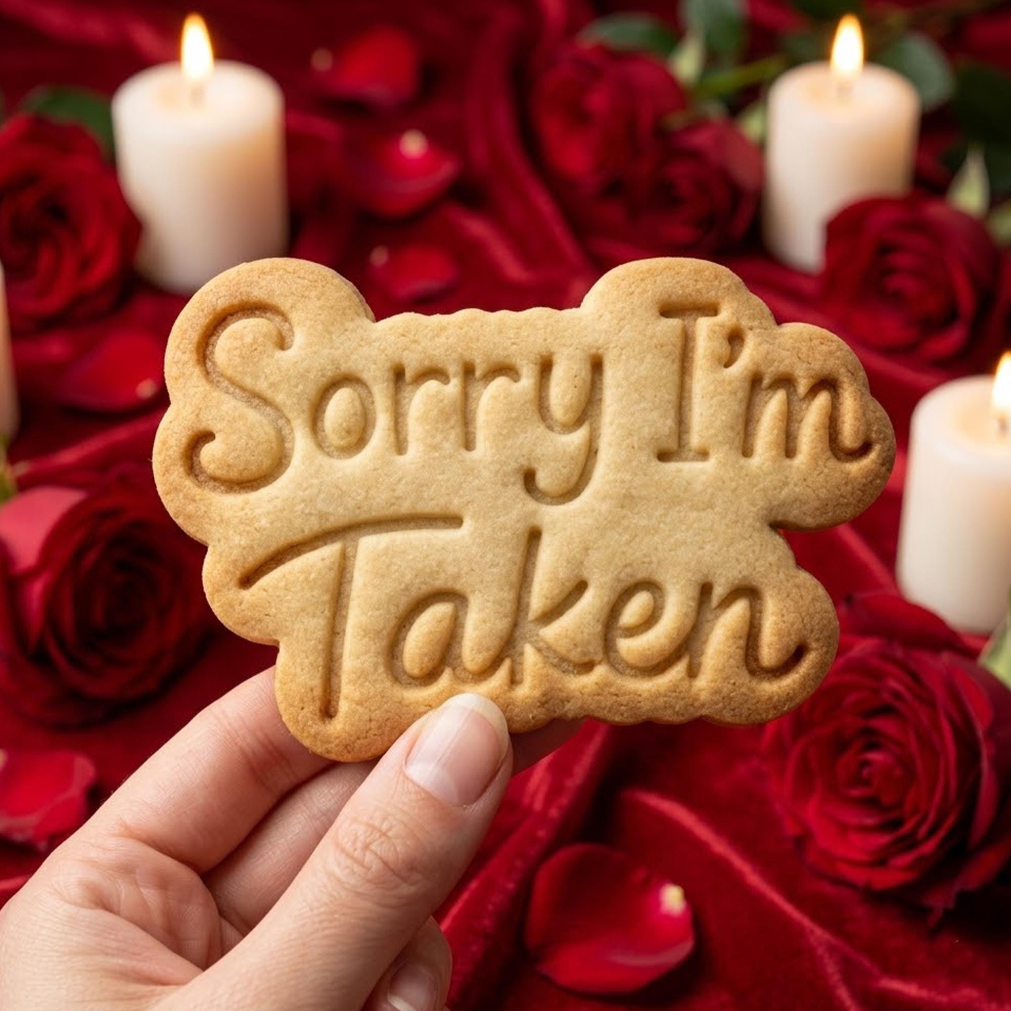 Sorry I'm Taken Cookie Cutter Stamp, Text Wedding Fondant Cutter, Bride Groom Cookie, Wedding Gifts, Love Cutter, Clay Cutter, Custom Cookie