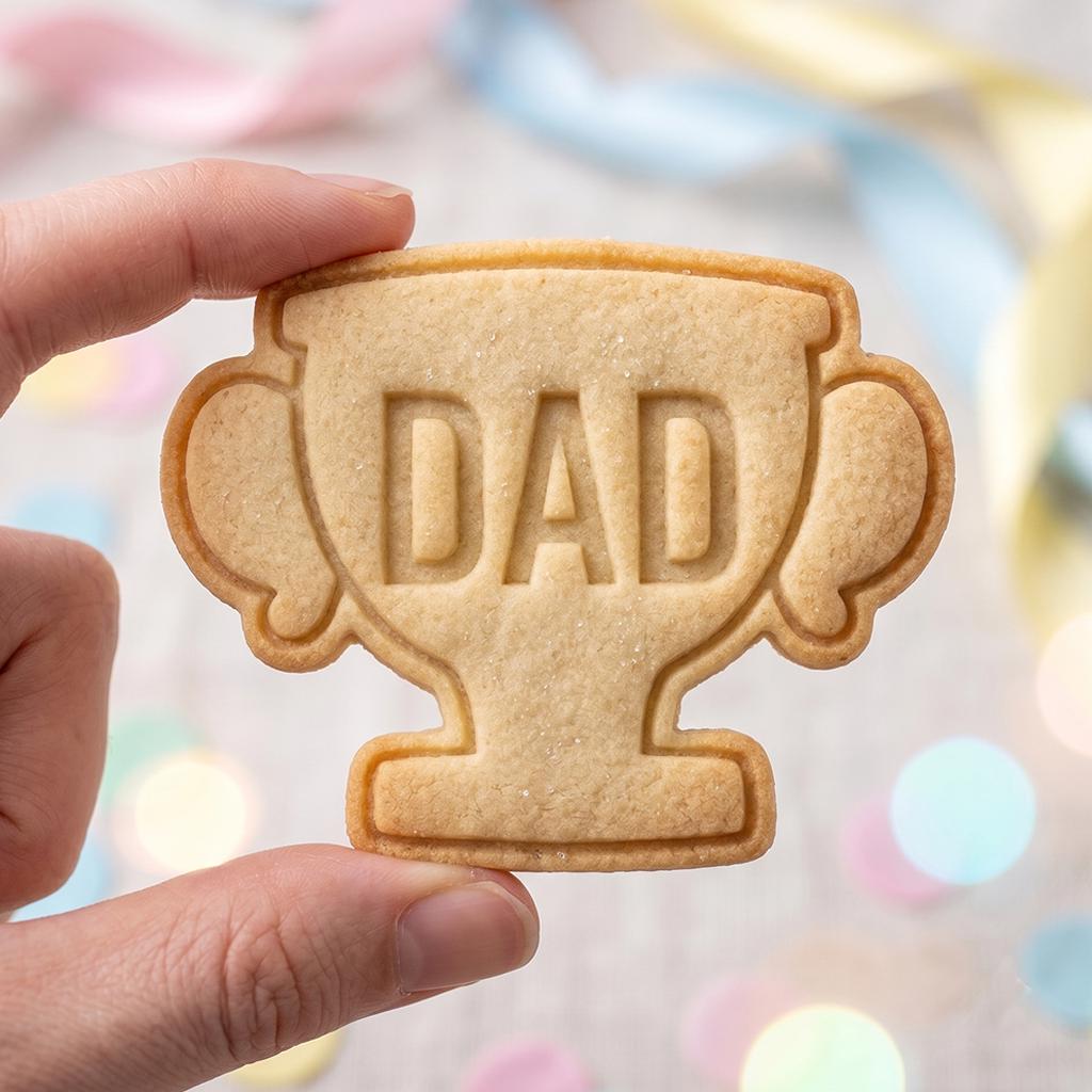 Dad Trophy Cookie Cutter, Cute Fathers Day Cup Award Stamp, Polymer Clay Cutter, Father Birthday Celebration Party Mold, Plaque, DIY Craft