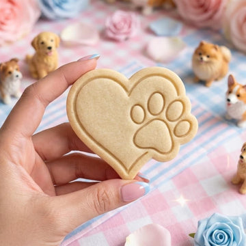 Cute Heart With Dog Paw Cookie Cutter Stamp, Birthday Baking, Baby Baking, Clay Cutter, Pet Gifts, Animal Cookie Cutter, Baby Cutter