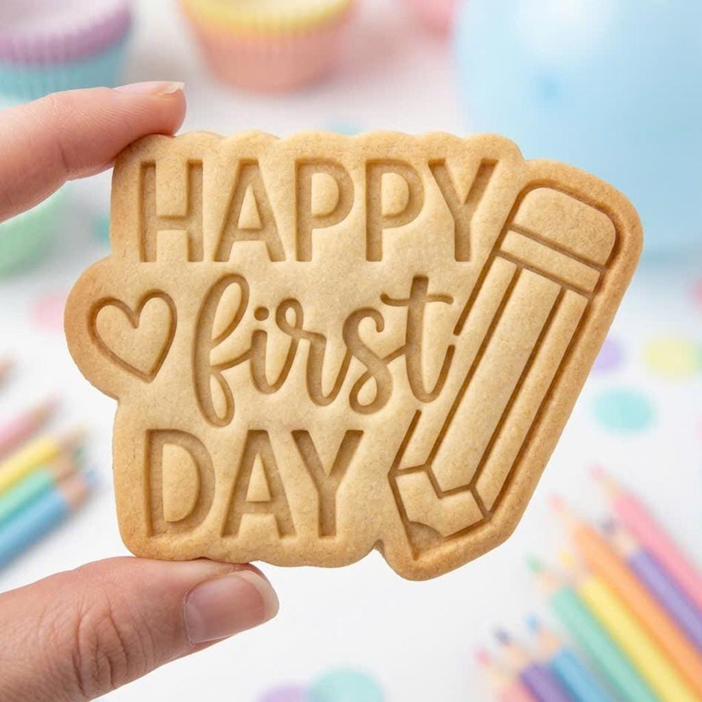 Back To School Cookie Cutter, Cute Happy First Day Pencil Heart Stamp, Polymer Clay Cutter, Teacher Student Classroom Party Mold, Plaque